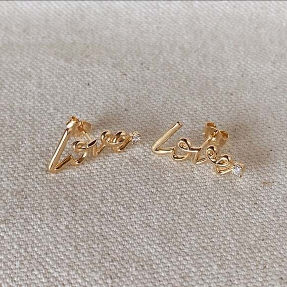 Goldfi Jewelry - 18k Gold Filled Gorgeous Love Stud With Cubic Zirconia